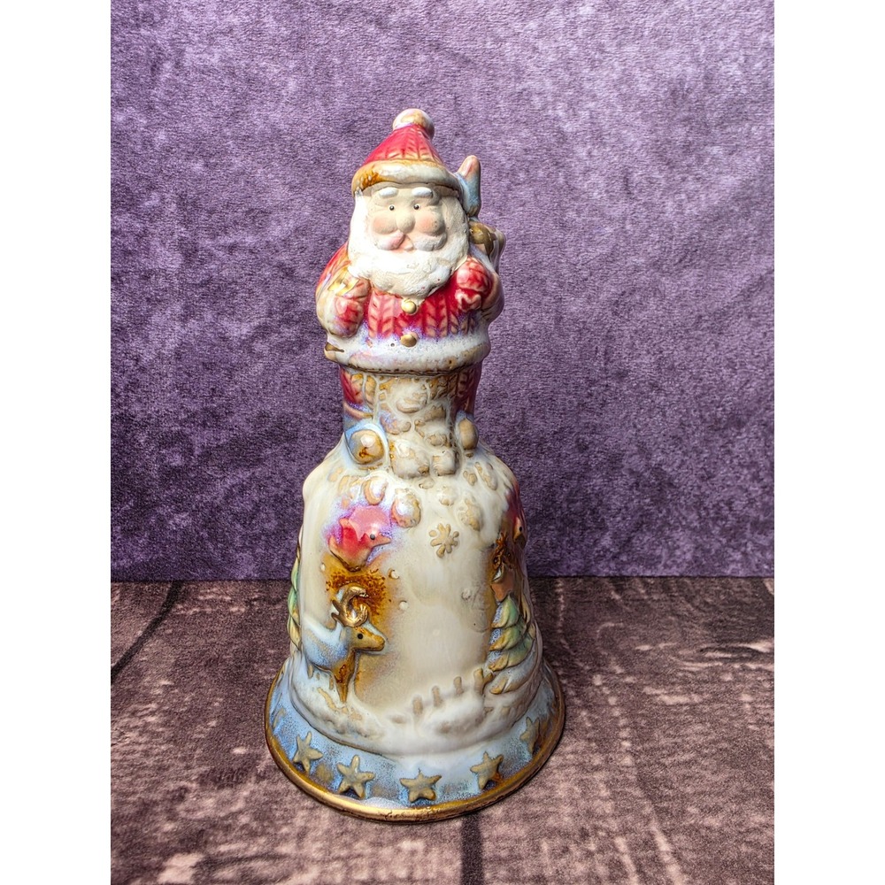 Ceramic Santa Claus Bell Christmas Holiday Decor Festive Reindeer Tree Stars